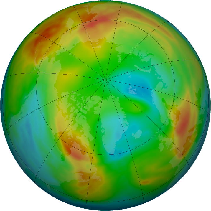 Arctic ozone map for 25 January 2005